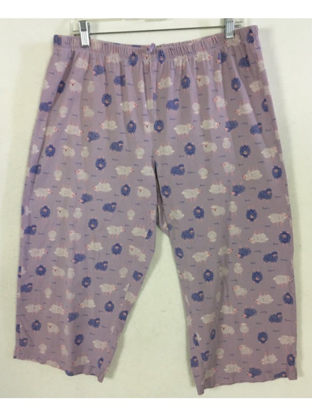 White Stag Capri Pajama Bottoms Size L 12  14 Light Purple w White Purple Sheep